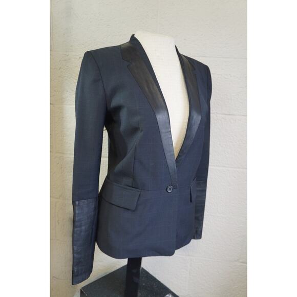 MAJE Women's Dulk Black Leather Trim Pant Suit size 38 Pants size 30 - Picture 5 of 13